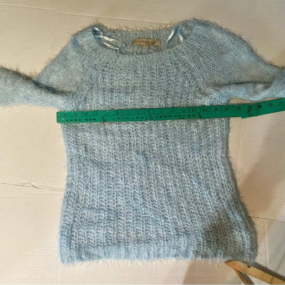 Lineamaglia light blue shaggy soft scoop neck sweater made in Italy size S - Picture 8 of 8